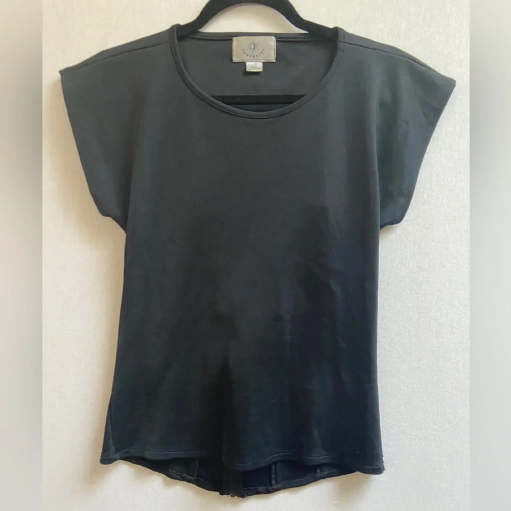 Powerline Back Corset Short Sleeve Black Top Structured Boning Sz L